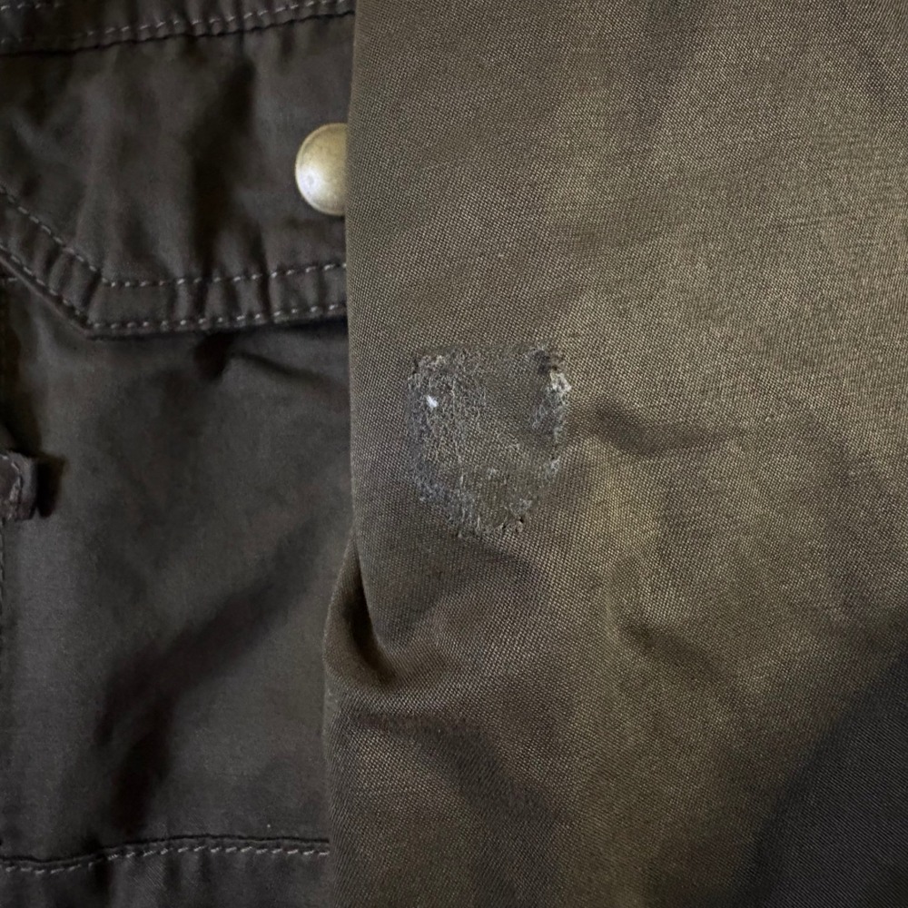 Kuhl Mens Hooded Field Jacket Brown Waxed Cotton Blend Utility Workwear Coat L - Picture 13 of 16